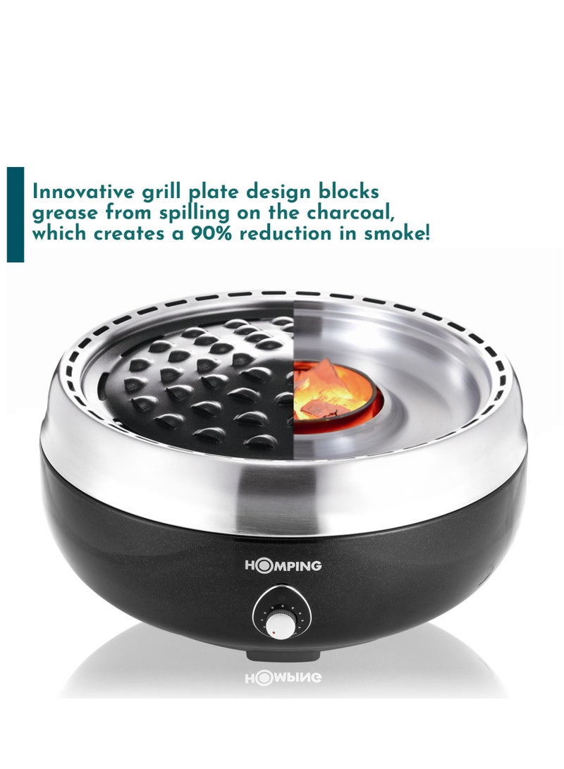 Smokeless Tabletop Non-stick Charcoal BBQ Grill, Multi Power Fan Controlled Air Flow, Revolutionary Barbecue