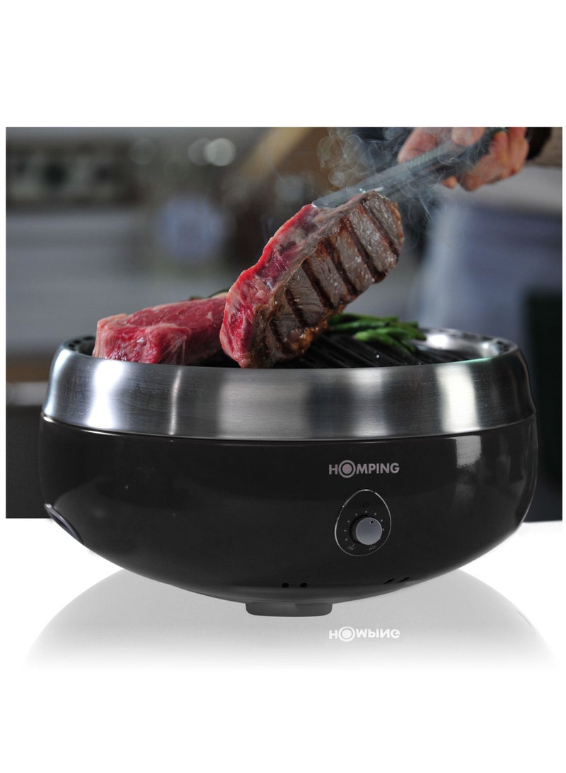 Smokeless Tabletop Non-stick Charcoal BBQ Grill, Multi Power Fan Controlled Air Flow, Revolutionary Barbecue