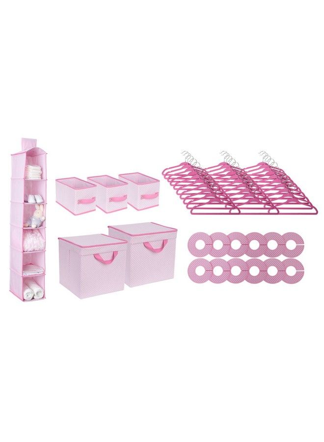 Nursery Storage 48 Piece Set Easy Storage/Organization Solution Keeps Bedroom Nursery & Closet Clean Barely Pink