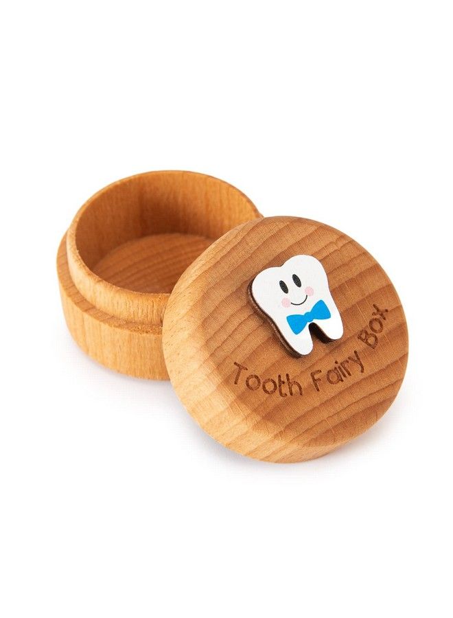 Tooth Fairy Box For Girls And Boys Wooden Cute Tooth Box With 3D Tooth Lost Teeth Storage For Kids Dropped Tooth Keepsake Box Gift (Blue)