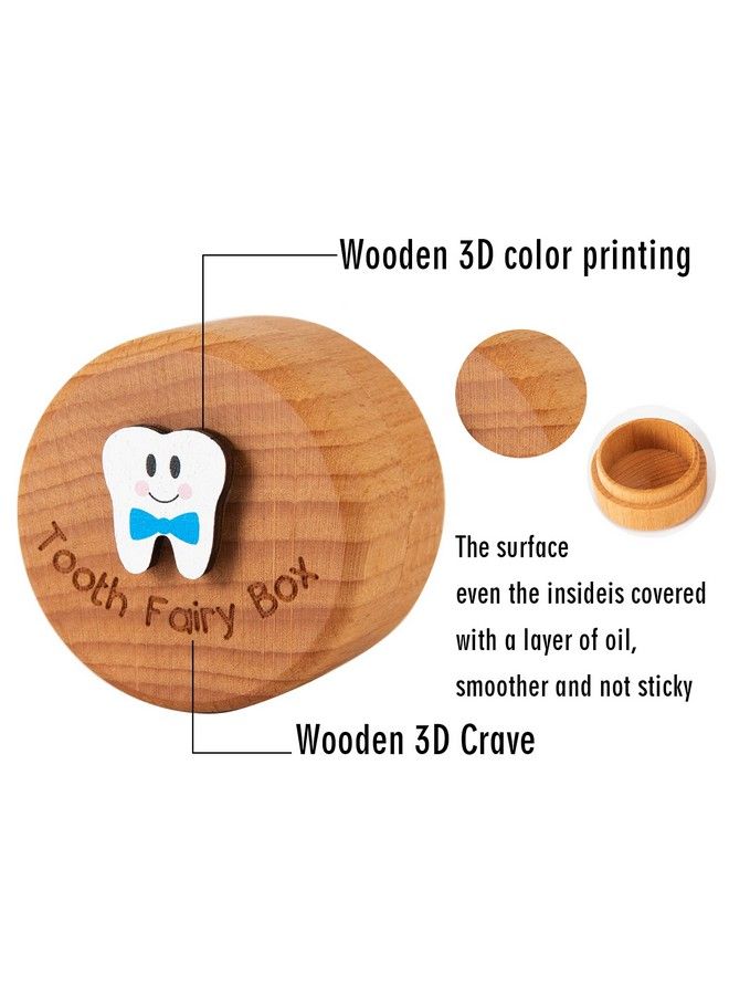 Tooth Fairy Box For Girls And Boys Wooden Cute Tooth Box With 3D Tooth Lost Teeth Storage For Kids Dropped Tooth Keepsake Box Gift (Blue)