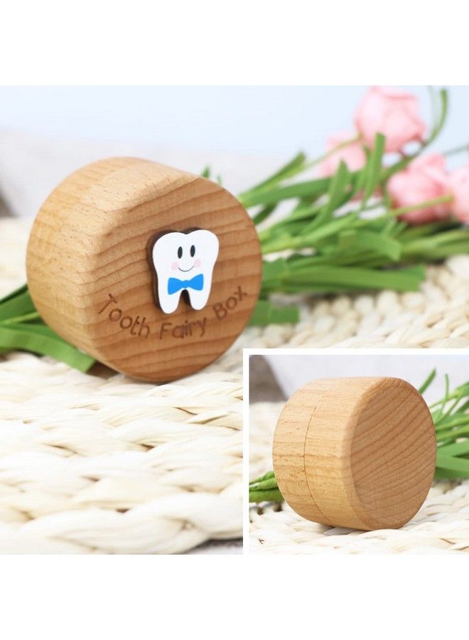 Tooth Fairy Box For Girls And Boys Wooden Cute Tooth Box With 3D Tooth Lost Teeth Storage For Kids Dropped Tooth Keepsake Box Gift (Blue)