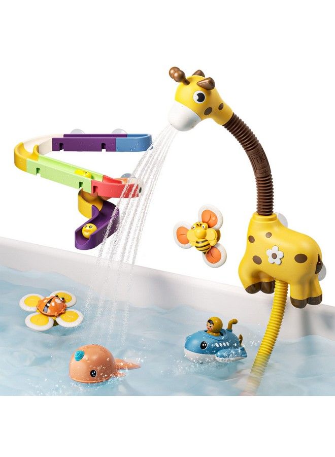 Tumama Baby Bath Toybathtub Toys With Giraffe Shower Headsuction Spinner Toyswindup Toyssplicing Slidesspray Squirt Shower Faucet And Water Pump Summer Essentials For Kids Toddlers Infants
