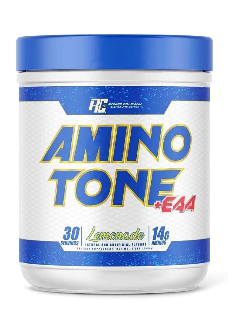 Ronnie Coleman Amino-Tone EAAs Amino Acids Powder with BCAAs, Hydration Essential Amino Acids Post Workout Muscle Recovery,  Lemonade, 30 Servings