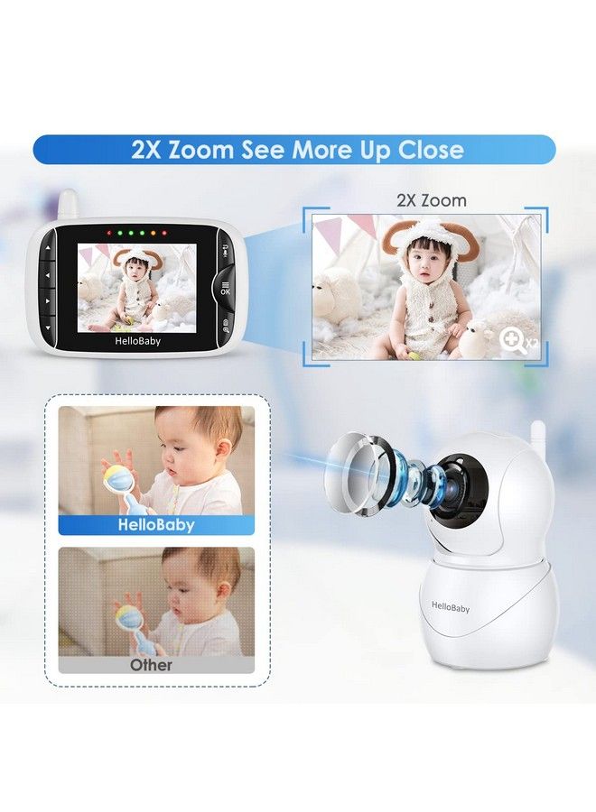 Monitor With Camera And Audio Ips Screen Lcd Display Video Baby Monitor No Wifi Infrared Night Vision Temprature Lullaby Two Way Audio And Vox Mode (Hb66)