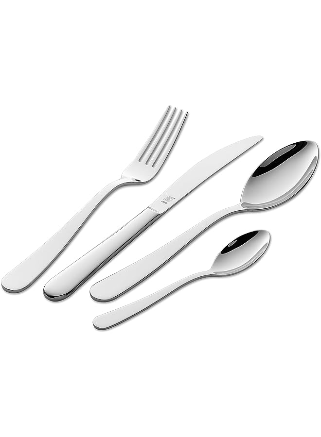 Greenwich Cutlery 30pc set. 18/10 stainless steel. Rust-proof. Lightweight. Serrated Knife blades. Dishwasher-safe. Set: 6 knives, 6 forks, 6 spoons, 6 coffee spoons, 6 cake forks