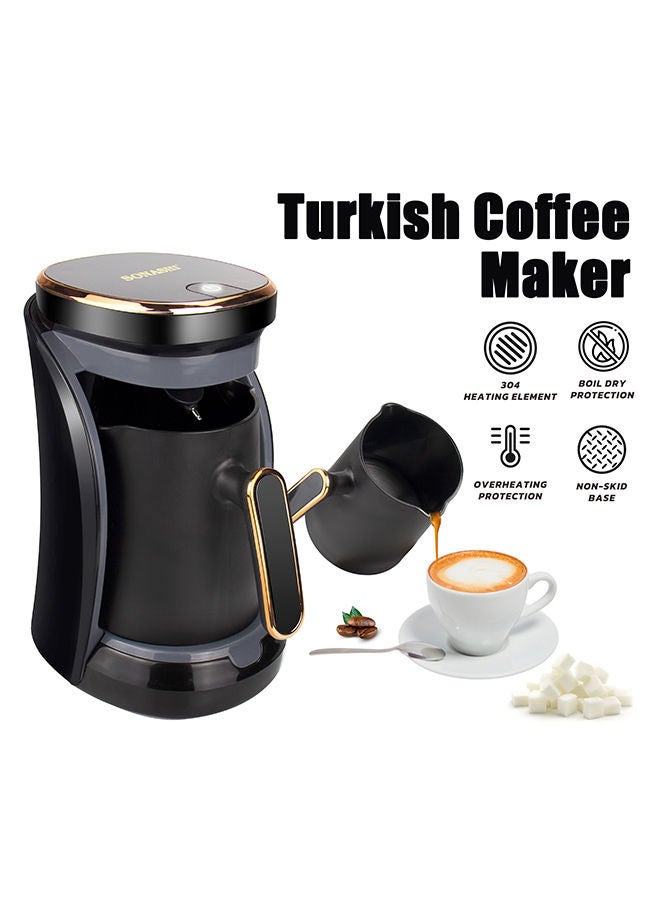 Turkish Coffee Maker Up To 4 Cups Turkish Coffee Machine For Slowly Brewed Delicious Turkish Coffee/Light & Sound Indicator/Overheat Protection 500 W STCM-4962 Gold/Black