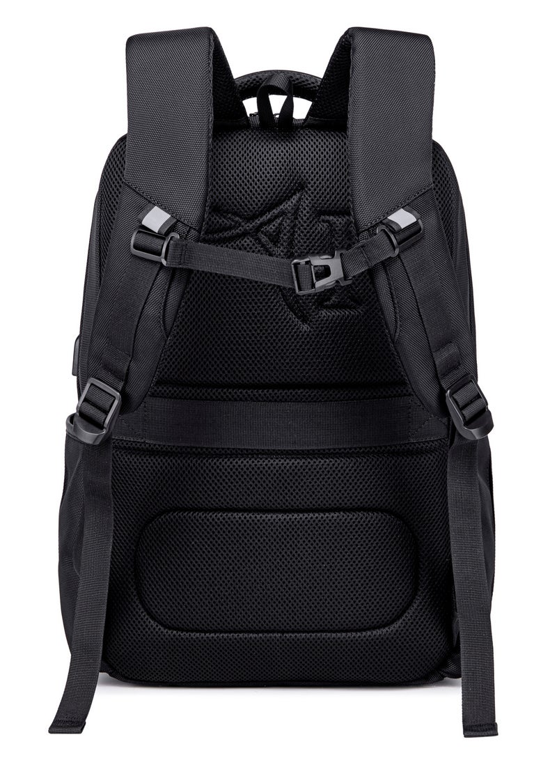 Casual Travel Backpack Water Resistant Unisex School College Bag with Built in USB Port and Laptop Compartment for Men and Women B00120C Black