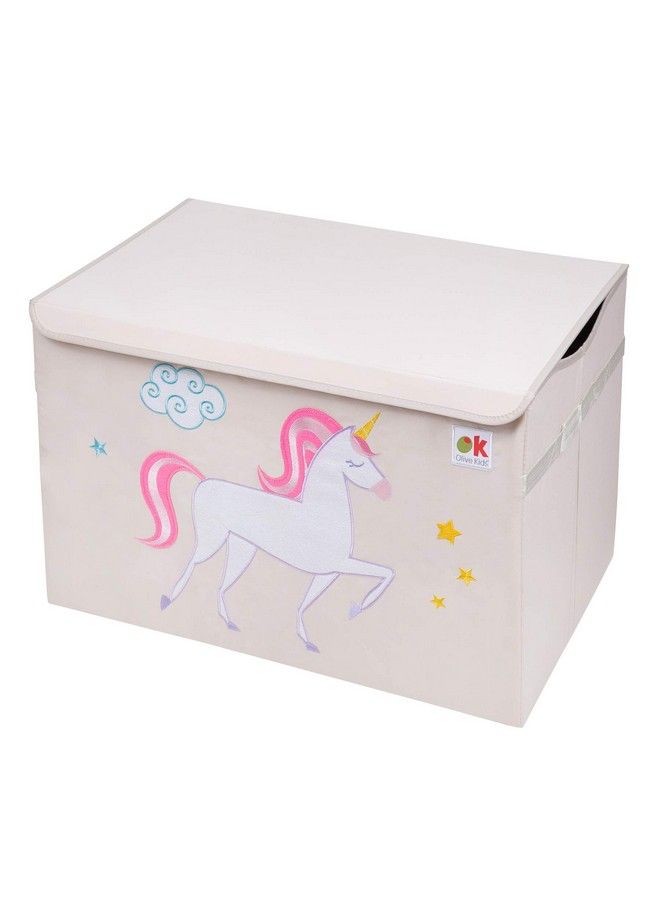 Kids Fabric Toy Chest For Boys & Girls Measures 24 X 15 X 14 Inches Toy Storage Features Garterized Handle & Cardboard Insert Toy Box Helps Kids Supplies Organized (Unicorn)