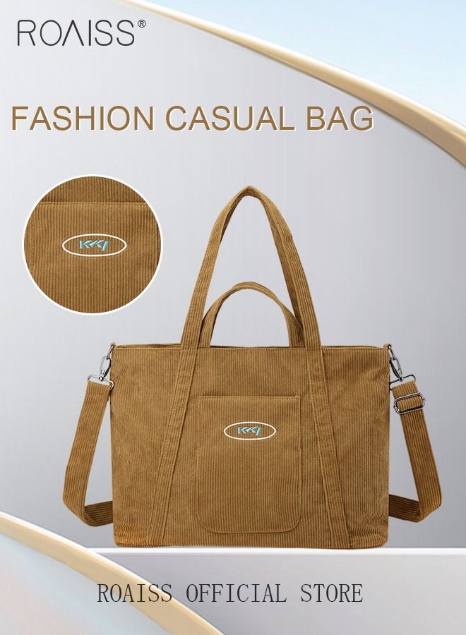 Women's Canvas Bag Large Capacity One Shoulder Messenger Tote Bag Casual Solid Color Versatile Work Commuting