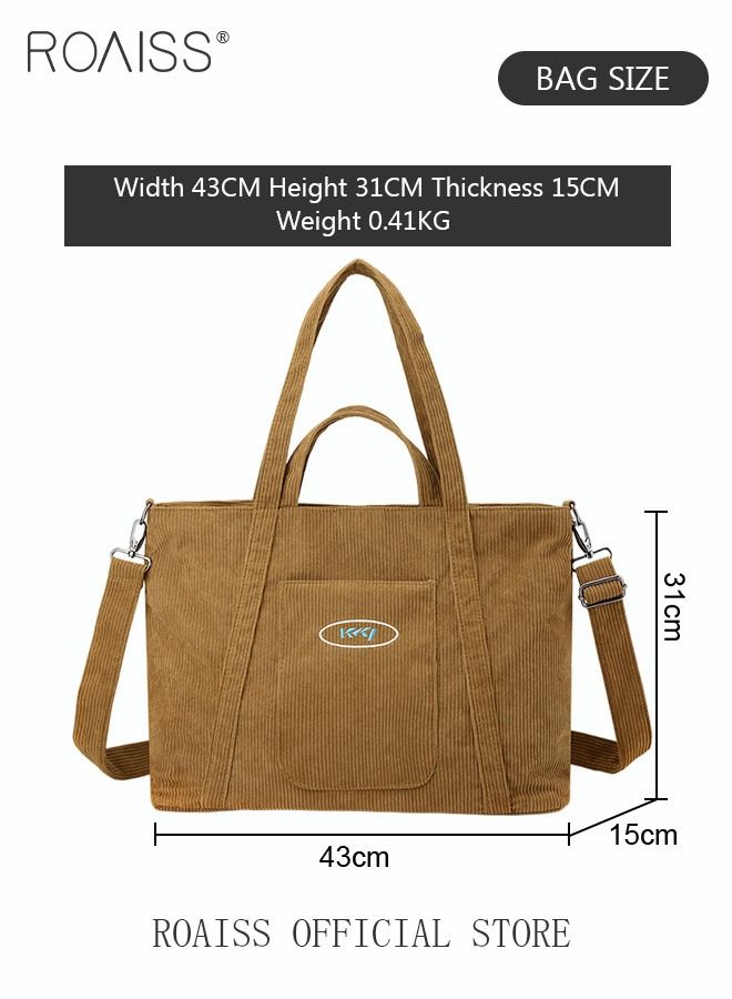 Women's Canvas Bag Large Capacity One Shoulder Messenger Tote Bag Casual Solid Color Versatile Work Commuting