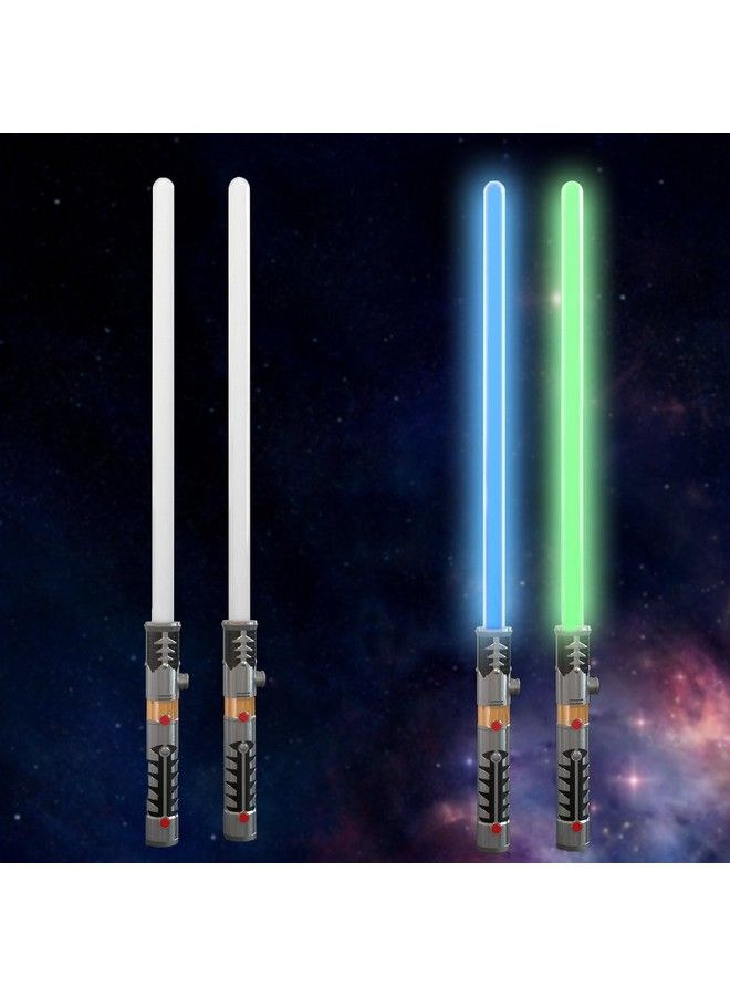 2In1 Led Light Up Sabers Dual Bladed Toy Saber Swords Set For Kids With Fx Power Up And Motion Sensitive Sound Effects For Cosplay (Blue/Green)