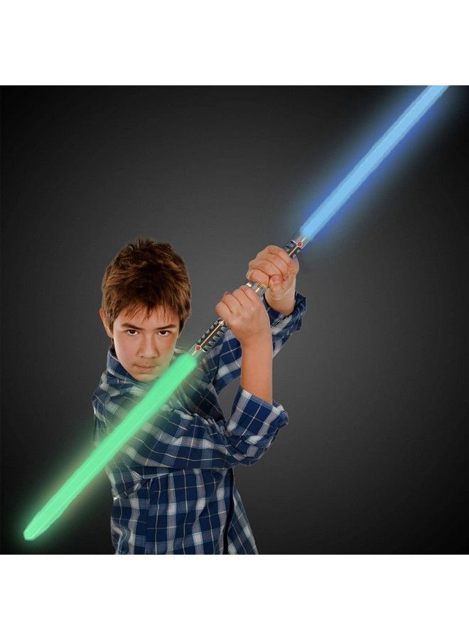 2In1 Led Light Up Sabers Dual Bladed Toy Saber Swords Set For Kids With Fx Power Up And Motion Sensitive Sound Effects For Cosplay (Blue/Green)