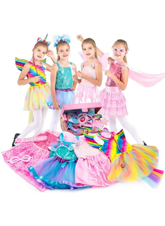 Girls Princess Dress Up Trunk Pretend Play Costume Set Super Girl Unicornfairy Mermaid Costume For Toddlers Little Girls Ages 36 Years