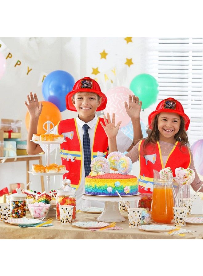 24 Pieces Firefighter Costume Set Including Firefighter Hats Vests And Tote Bags Fireman Themed Party Supplies Costume For Kids Boys And Girls Birthday Halloween Dress Party Supplies