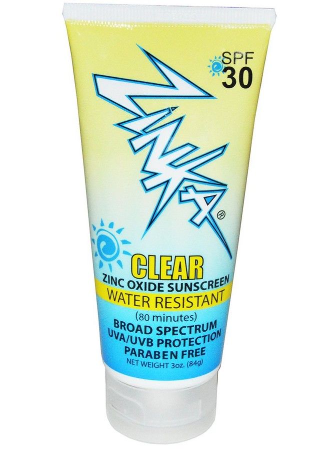 Clear Zinc Oxide Water Resistant Spf 30 Sunscreen Paraben Free 3 Ounce (Pack Of 2)