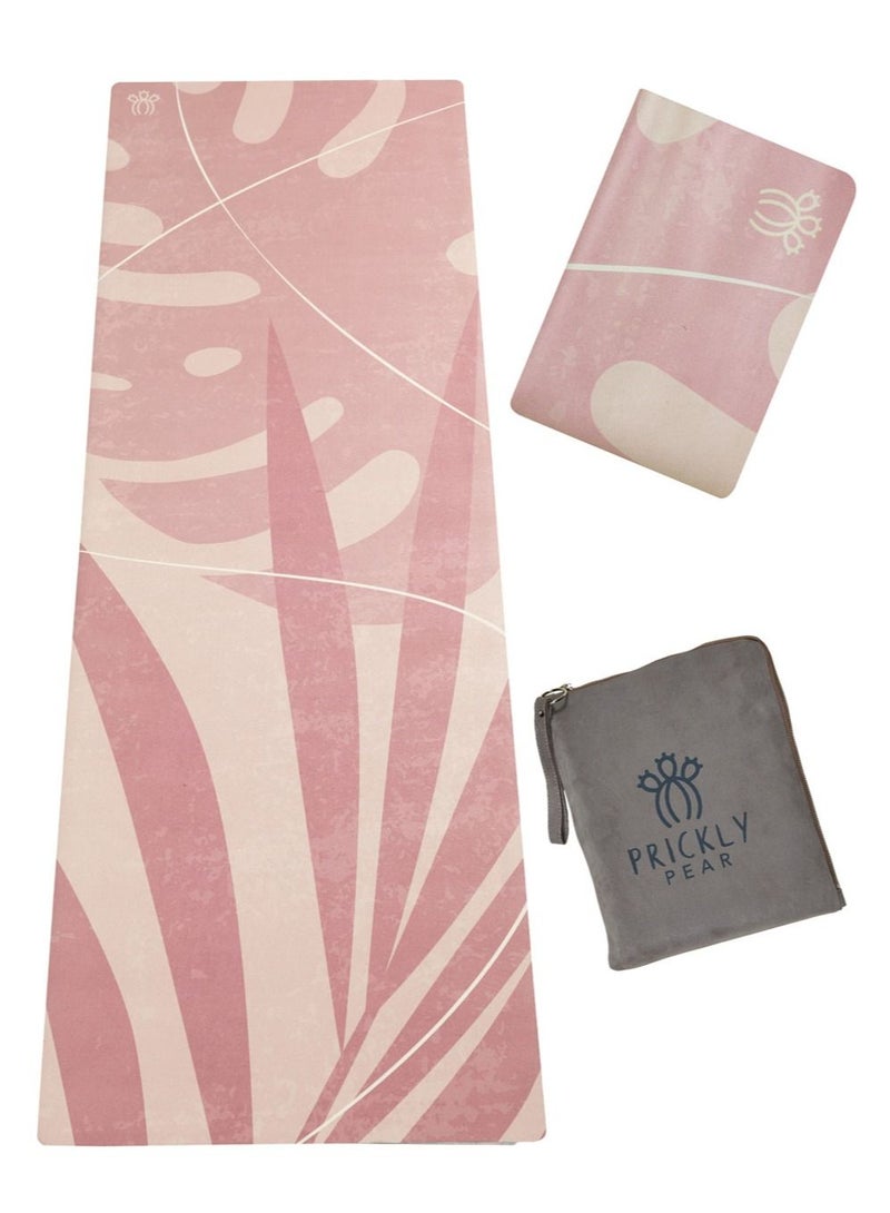 Prickly Pear Wander Print Non-Slip Suede Top 1mm Travel Yoga Mat - Lightweight and Portable