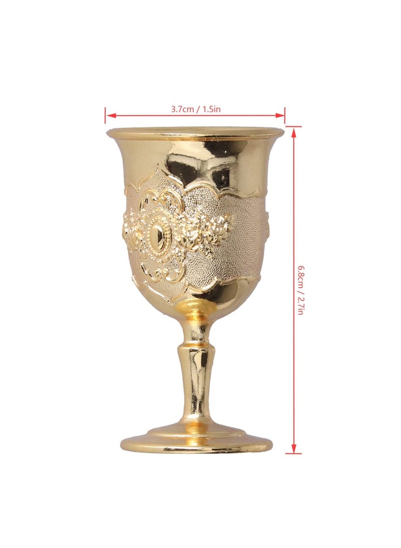 Vintage Metal Goblet,  Retro High Grade Golden Cup, Fancy Gold Engraving Drinking Cup, Medieval Retro Ornaments for Kitchen Home Party Wedding Decoration Decor 2PCS