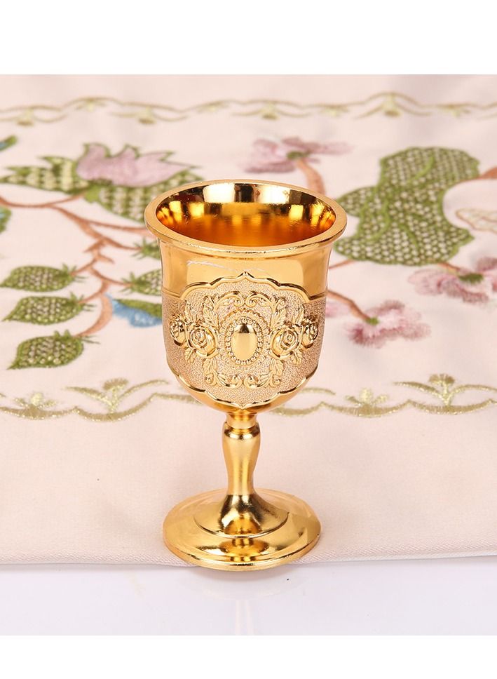 Vintage Metal Goblet,  Retro High Grade Golden Cup, Fancy Gold Engraving Drinking Cup, Medieval Retro Ornaments for Kitchen Home Party Wedding Decoration Decor 2PCS