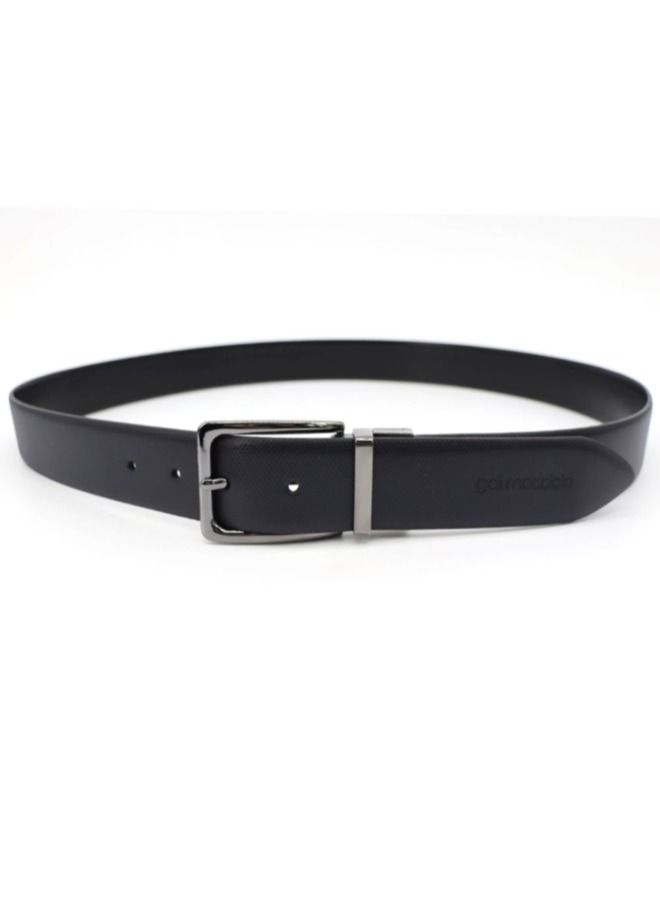 Gai Mattiolo Men’s Reversible Leather Belt – Double-Face Black/Brown or Black/Blue – 35mm Wide Italian Calf Leather Belt