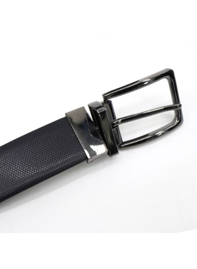 Gai Mattiolo Men’s Reversible Leather Belt – Double-Face Black/Brown or Black/Blue – 35mm Wide Italian Calf Leather Belt