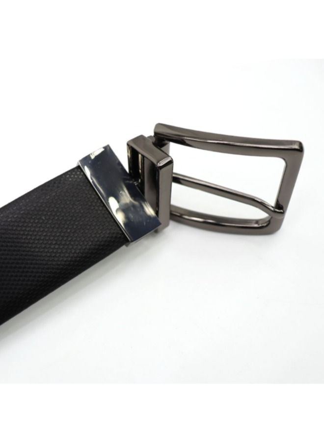 Gai Mattiolo Men’s Reversible Leather Belt – Double-Face Black/Blue – 35mm Wide Italian Calf Leather Belt