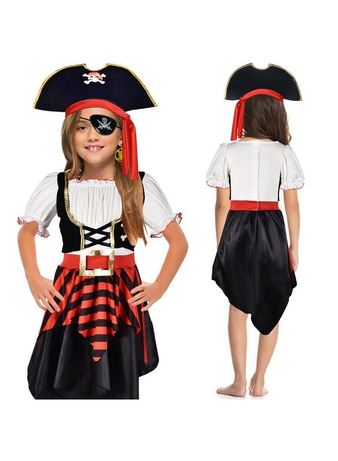 Kids Pirate Costume Girls Halloween Dress Up Cosplay Role Play Set With Hat Toy Accessories