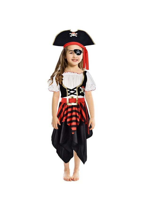 Kids Pirate Costume Girls Halloween Dress Up Cosplay Role Play Set With Hat Toy Accessories