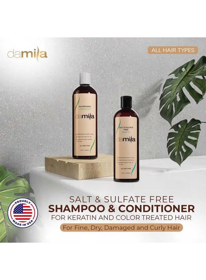 Salt & Sulfate Free Shampoo & Conditioner For Keratin And Color Treated Hair Professional Keratin Value Pack For Damaged Frizzy Curly Dry & Thin Hair Shampoo Sin Sal 16.9 Fl Oz