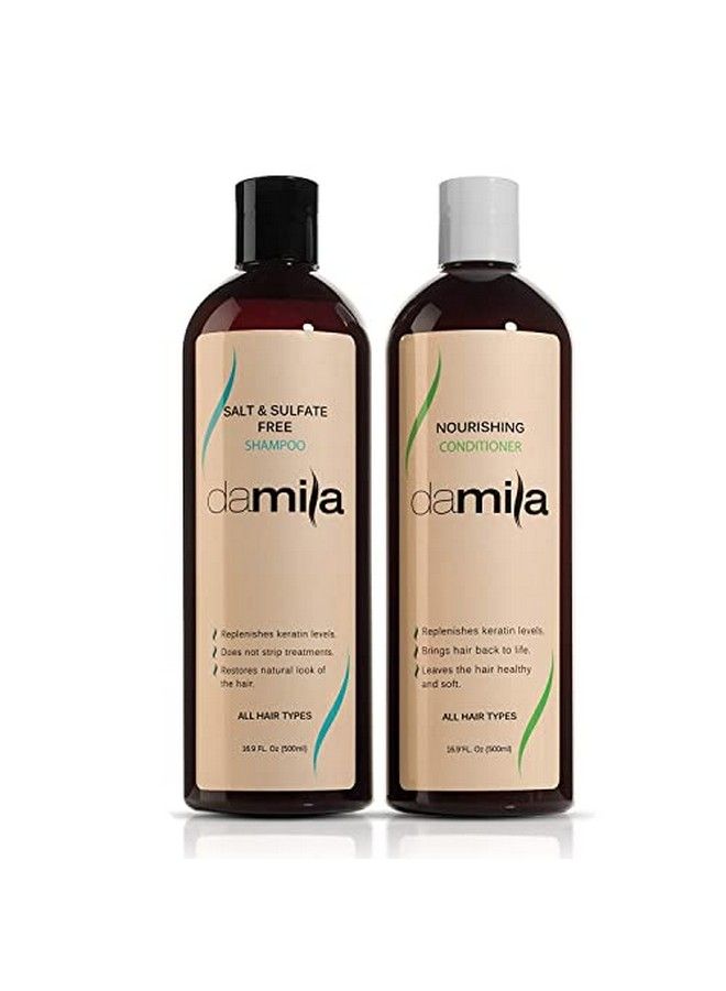 Salt & Sulfate Free Shampoo & Conditioner For Keratin And Color Treated Hair Professional Keratin Value Pack For Damaged Frizzy Curly Dry & Thin Hair Shampoo Sin Sal 16.9 Fl Oz