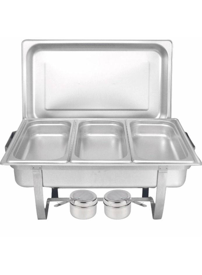 Triple Pan Chafing Dish Food Warmer Silver