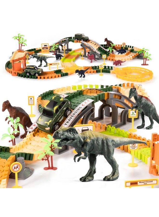 Dinosaur Train Track Toy Set With Race Cars And Jurassic Dinos For Kids Toddlers 2 3 4 5 Years Create A Dinosaur World Road With Flexible Tracks Birthday Gifts For Boys And Girls