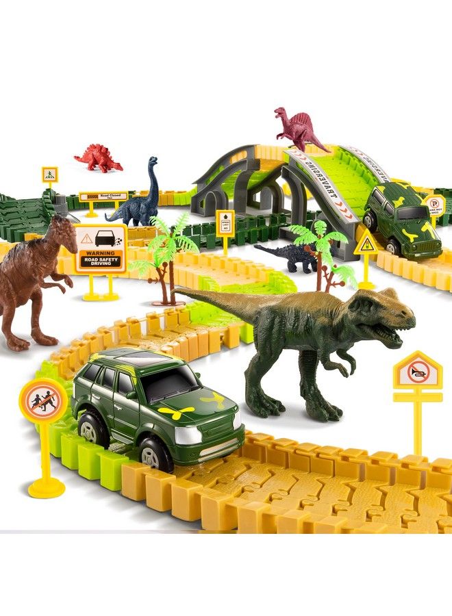 Dinosaur Train Track Toy Set With Race Cars And Jurassic Dinos For Kids Toddlers 2 3 4 5 Years Create A Dinosaur World Road With Flexible Tracks Birthday Gifts For Boys And Girls