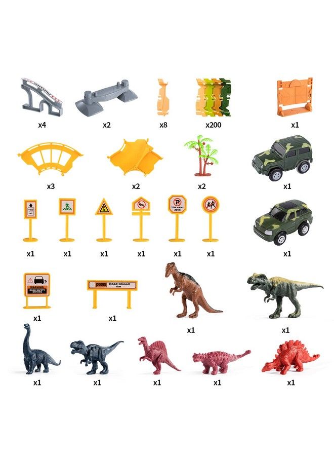 Dinosaur Train Track Toy Set With Race Cars And Jurassic Dinos For Kids Toddlers 2 3 4 5 Years Create A Dinosaur World Road With Flexible Tracks Birthday Gifts For Boys And Girls