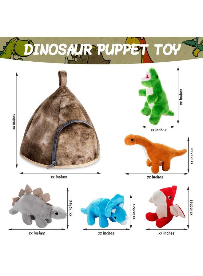 Stuffed Toy Dinosaur Animal Set Set Of 5 Dino Stuff Toy For Toddlers With Volcano Zipper Carry Bag Bright & Vibrant Plush Toy Set Stuffed Dinosaur Toy For Kids Easy To Carry