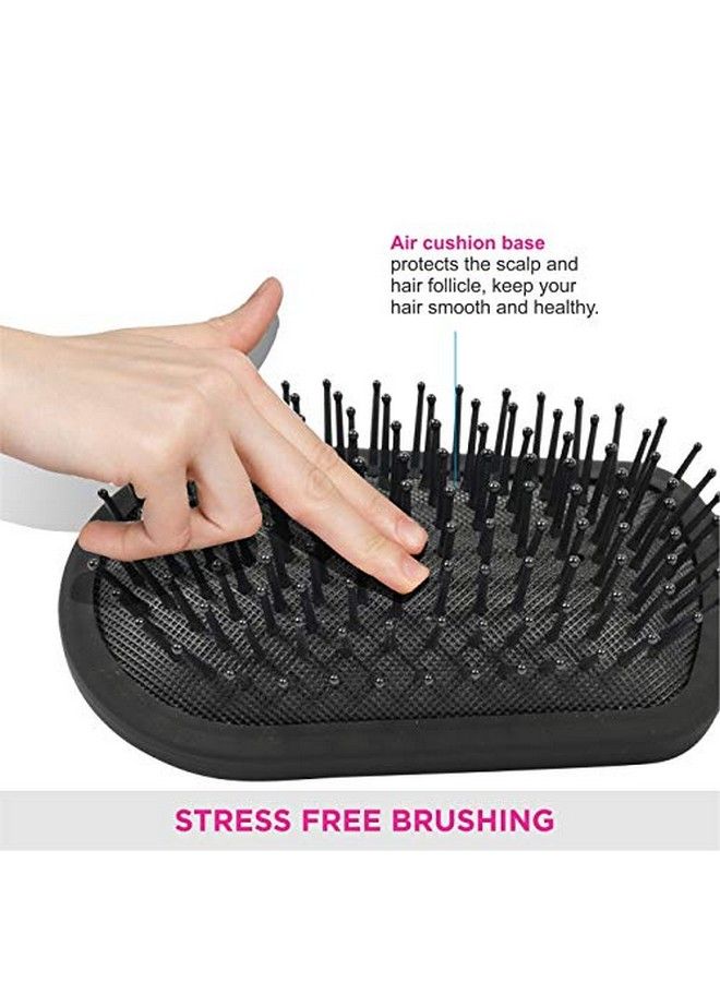 Cushioned Brush With Wooden And Black Colored Handle With Black Colored Brush Head