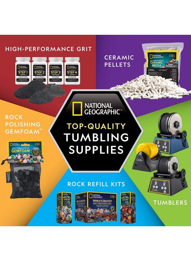 Rock Tumbler Media The Ultimate Rock Polishing Supplies Kit 4 Stage Bulk Rock Tumbler Grit 1.5 Pounds Of Ceramic Pellets Gemfoam Polishing Tumbling Media