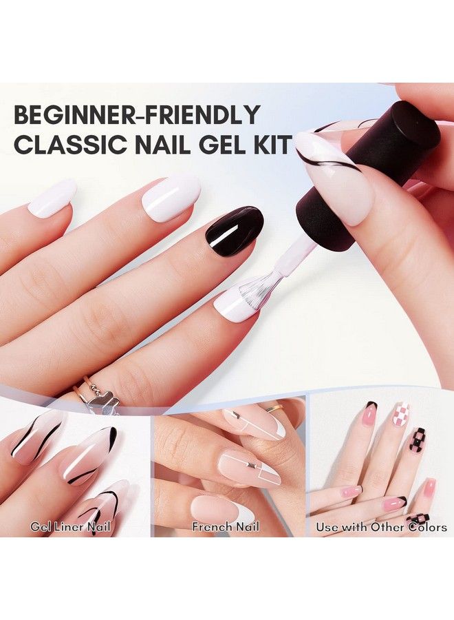 Gel Nail Polish Kit Black White Nail Polish Gel Set Noir & Blanc Spring Summer Soak Off Nail Gel Polish Led Required Uv Gel Polish Kit Black Nails White Gel Paint For Nail Art Salon Diy 2Pcs