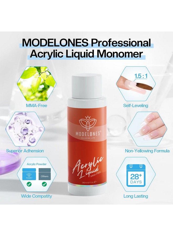 8 Oz Monomer Professional Monomer Acrylic Nail Liquid 240Ml Acrylic Monomer Liquid For Acrylic Powder Acrylic Nails Extension Mma Free Nonyellowing