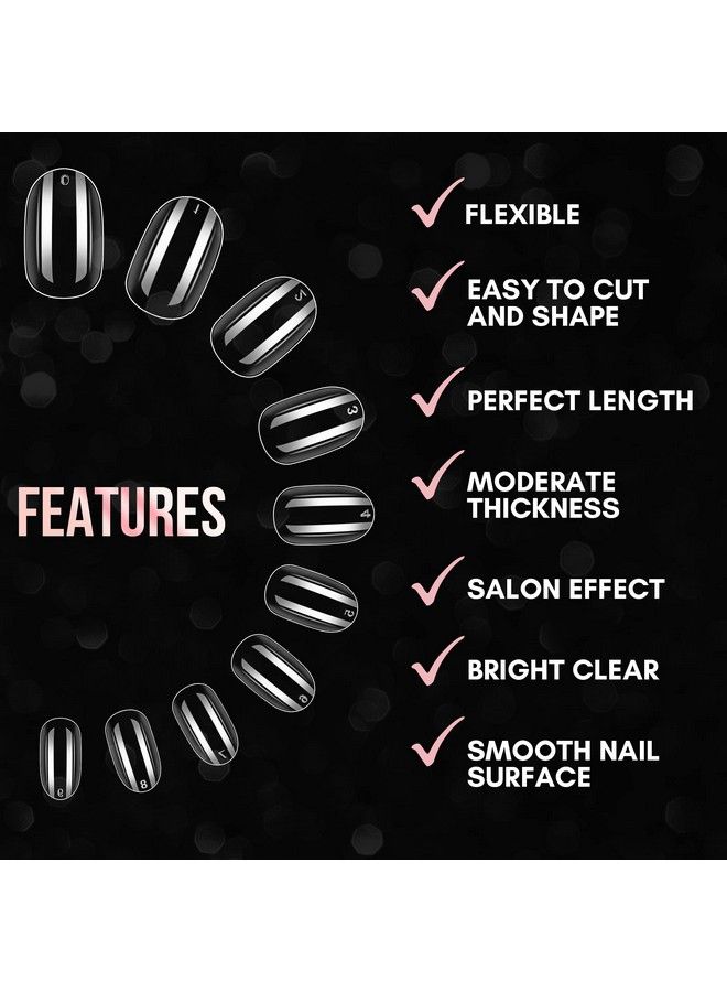 Short Oval Nails 500Pcs Press On Nails Soak Off Nail Tips Full Cover Clear False Nails Acrylic Nails Fake Nails 10 Sizes For Nail Salons And Diy Nail Art