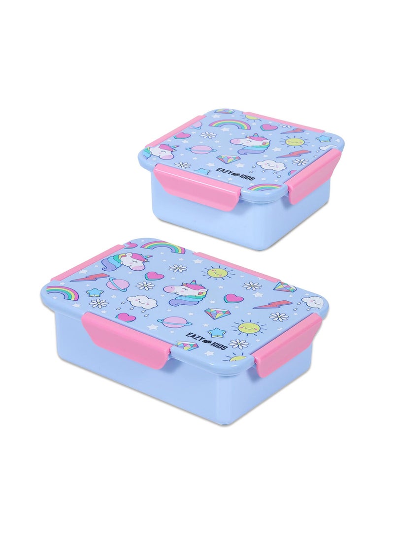 Lunch Box Set With BPA And Phthalates Free Material Unicorn - Blue