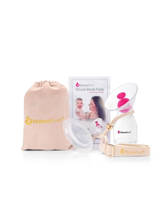 Silicone Breast Pump With Lid Stopper Strap Pouch. Breastfeeding Essential Premium Set. 3.4Oz 100Ml