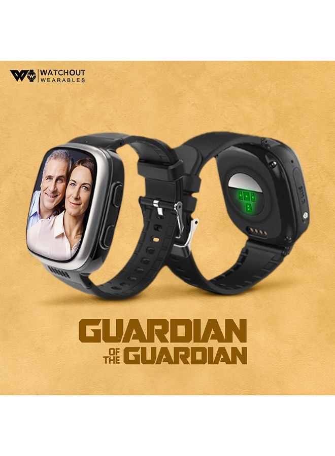 WatchOut Wearables Guardian Senior Citizen Smart Watch (Black)