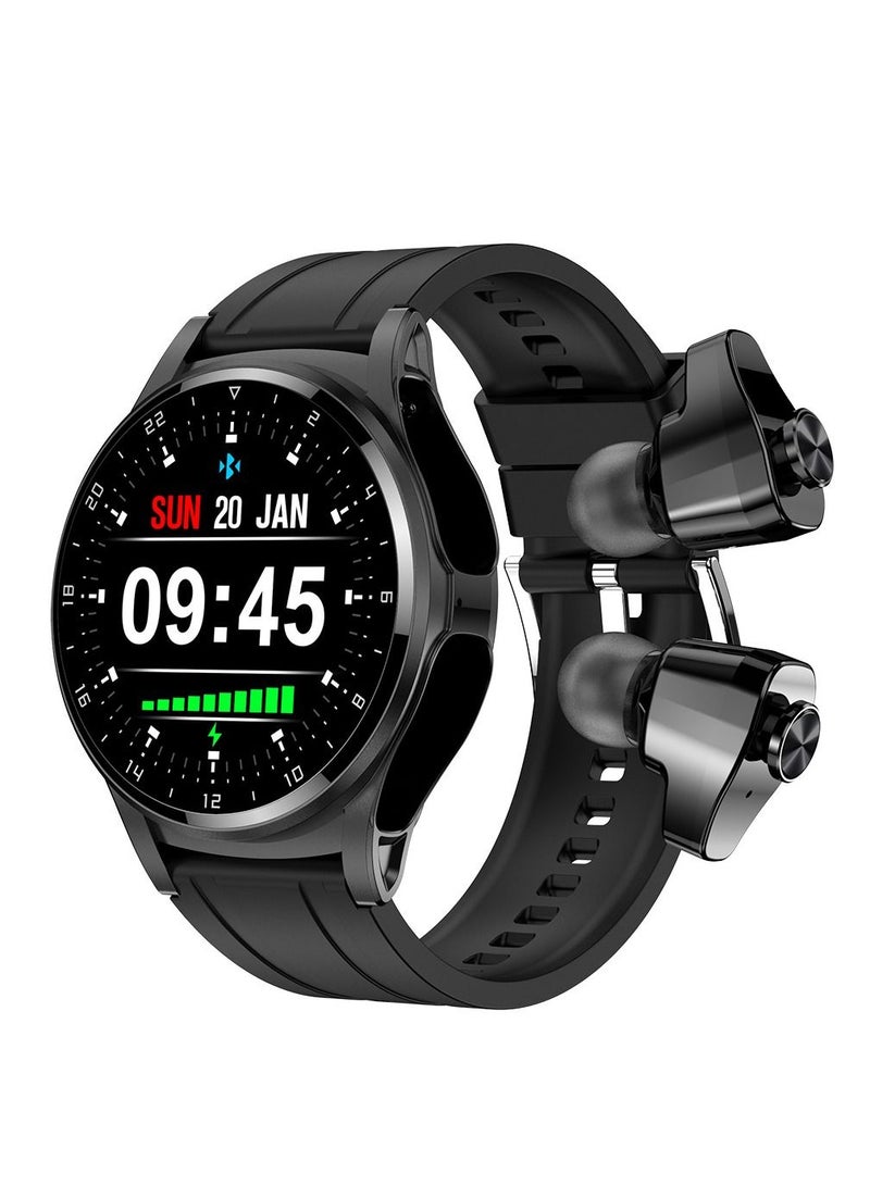 GT66 Smart Watch with TWS Earphones NFC Music Control 1.39 HD Screen Bluetooth Call Healthy Monitoring 100+ Sports Modes