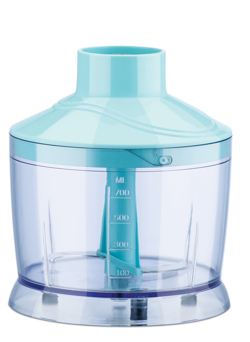 Hand Blender and Chopper Bowl with 300W Silent DC Motor, Stainless Steel Blade | Efficient for Blending, Mixing, Whipping, Chopping | Low Noise, Ideal for Smoothies, Soups, Purees HB 22 Blue