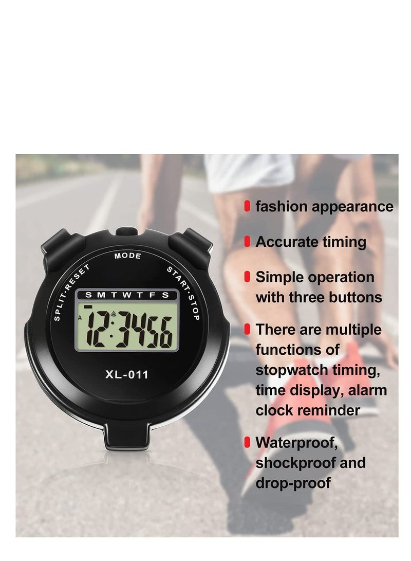 Sports Stopwatch Timer 3 Pieces Multi Function Sport Digital Stopwatch Large Display with Date Time and Alarm Function Shockproof Waterproof Sport Stopwatch for Swimming Running Sports Training