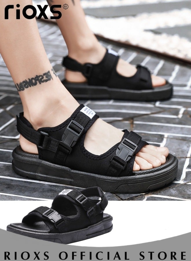 Men's Casual Sandals, Open Toe Water Shoes, Breathable Non-Slip Beach Sandals, Pool Slide Flat Sandals, Adjustable Flat Shoes With Back-Strap, Outdoor Water Sandals For Rekking, Fishing, Kayaking, Walking, Beach Vacations, Trip