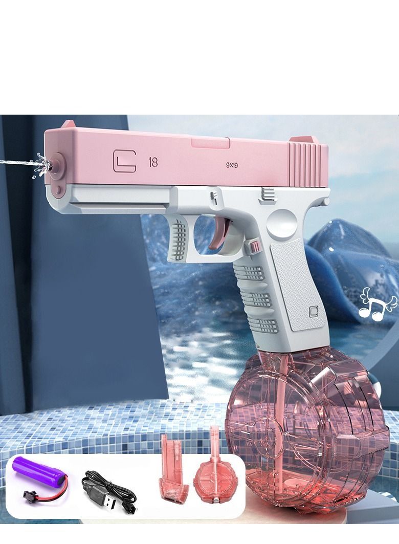 Electric Water Gun Glock Automatic Water Gun for Children and Adults, Water Pistol Beach Pool Summer Toy Gun (Pink)