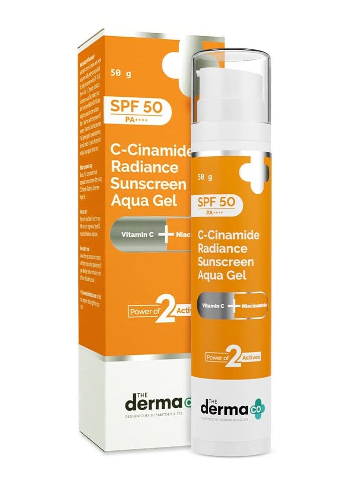 The Derma Co C-Cinamide Sunscreen SPF 50 Aqua Gel, with Vitamin C and Niacinamide