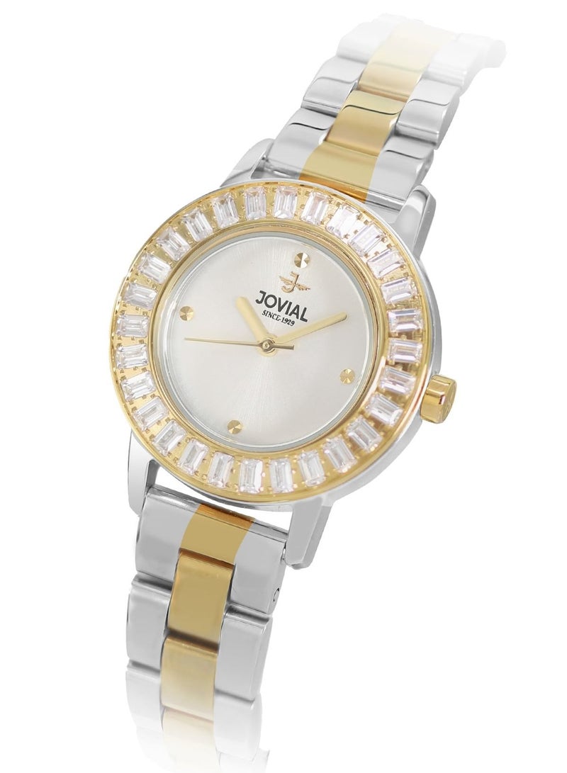 JOVIAL 5056 LTMQ01 ZE Women's Fashion Stainless Steel Watch, 28mm, White